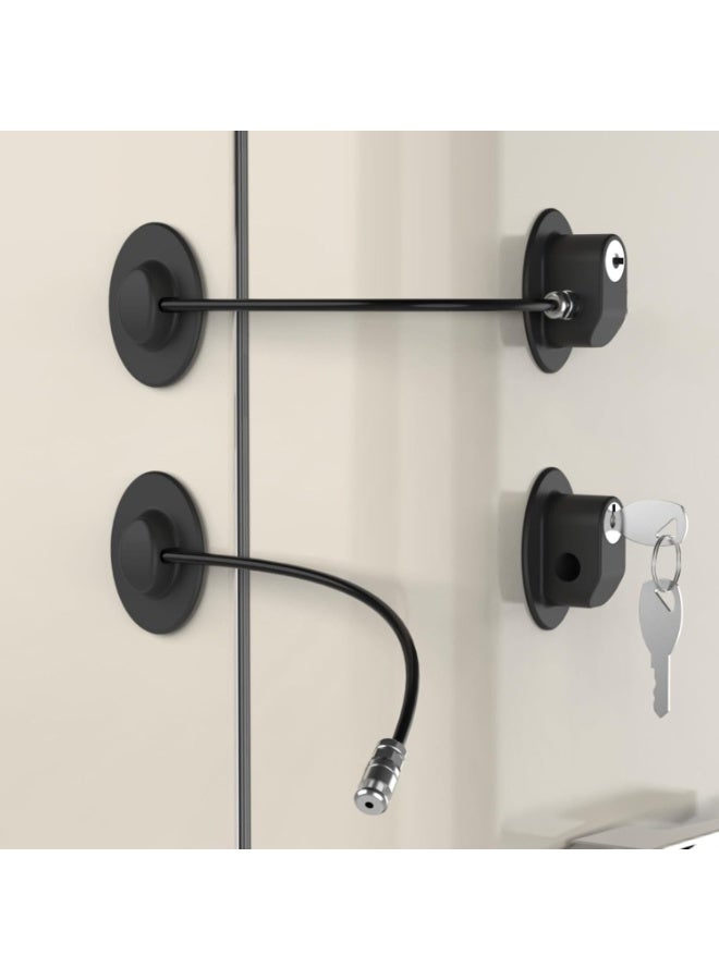 Gonice 2 Pack Refrigerator Door Locks with 4 Keys, File Drawer Lock, Freezer Door Lock and Child Safety Cabinet Locks by Black - Image 1