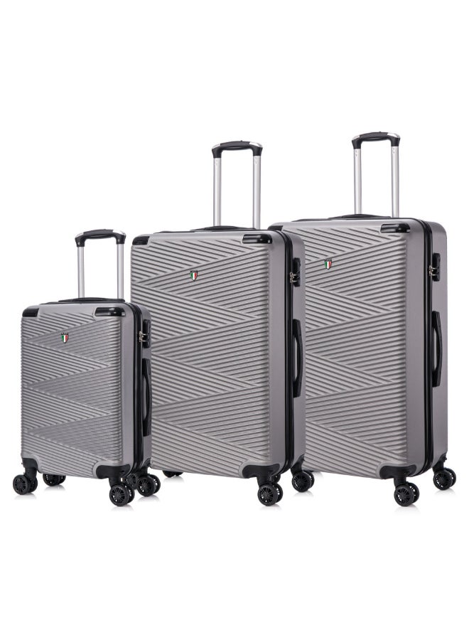 TUCCI 3-Piece Avenza Hardside Luggage Trolley Set Grey 76 x 29.5 x 48 cm T0805-G - Image 1