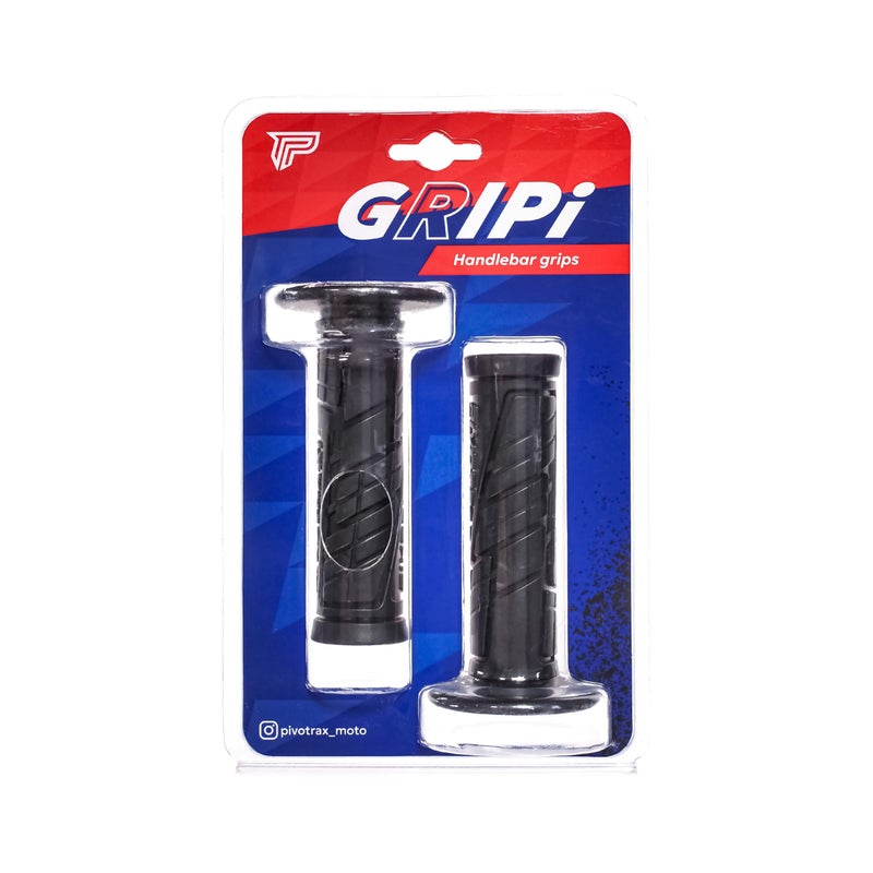 PIVOTRAX GRIPi Handlebar Grips â€“ Triple Color Injection (Red/Blue/White), Fit for Dirt Bikes & E-Dirt Bikes, Anti-Slip, Durable Motorcycle Grips (Black) - Image 1