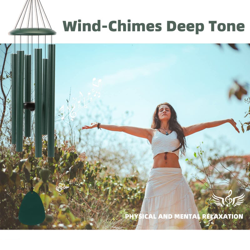FSVGYY Wind-Chimes-Outdoor-Deep-Tone, Large Soothing Melodic Tones Windchimes, Wind Chimes for Outside, Memorial Wind Chime Best Gift for Mom Women Grandma Neighbors(32" Forest Green Coated Aluminum) - Image 3
