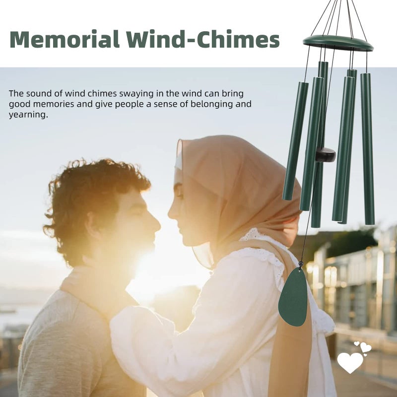 FSVGYY Wind-Chimes-Outdoor-Deep-Tone, Large Soothing Melodic Tones Windchimes, Wind Chimes for Outside, Memorial Wind Chime Best Gift for Mom Women Grandma Neighbors(32" Forest Green Coated Aluminum) - Image 2