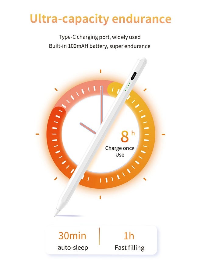 Generic - Capacitive Stylus Pen Compatible with iPad (2018-2022), Android and Windows, Magnetic Adsorption for iPad (10/9/8/7/6th), iPad Pro (11/12.9in), iPad Mini (6/5th), iPad Air(5/4/3rd Gen) - Image 1
