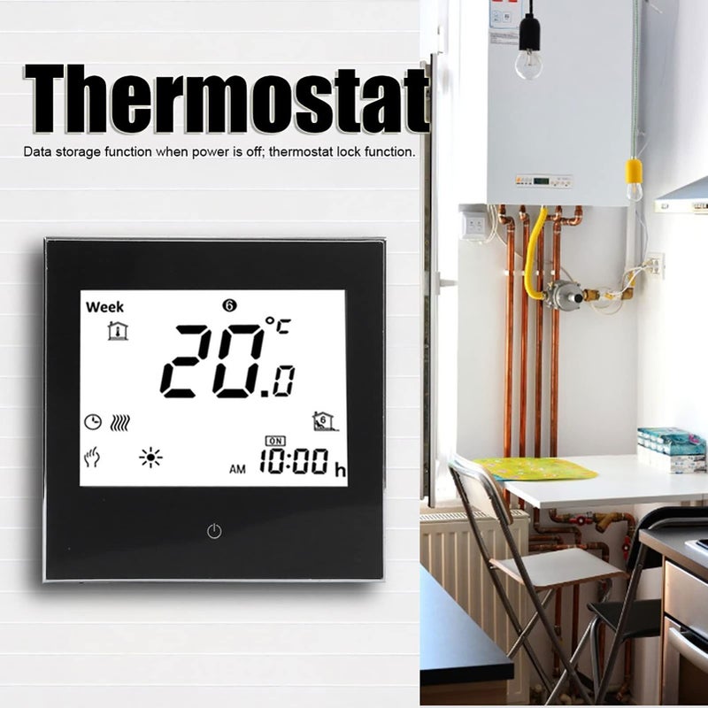 Programmable Thermostat Gas Boiler Touchscreen Lcd Display White Precise Temperature Control Low Energy Consumption Safety Features Smart Home Heating System - Image 4