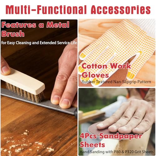 Keze 25 Pcs Metal File Set,Premium T12 Carbon Steel Flat/Half-Round/Round/Triangle Large Files,14 Pcs Needle Files with Case,4 Pcs Sandpaper,Brush,and A Pair of Gloves,for Woodworking. - Image 5