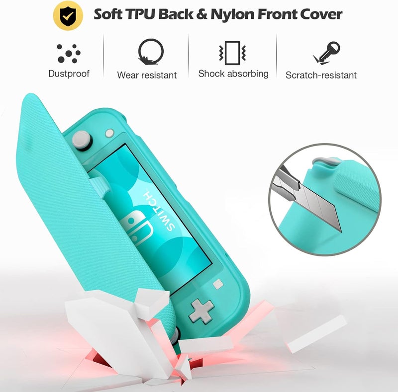 Procase Flip Cover for Nintendo Switch Lite with 2 Pack Tempered Glass Screen Protectors, Slim Protective Case with Magnetically Detachable Front Cover for Nintendo Switch Lite 2019 -Turquoise - Image 3