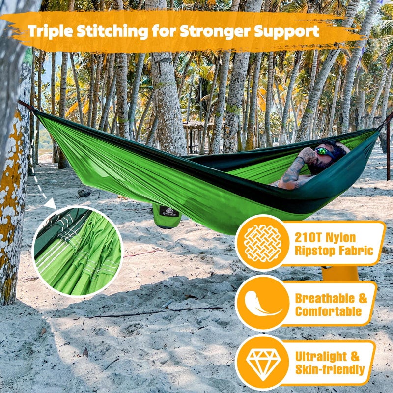 NATUREFUN Ultra-Light Travel Camping Hammock | 300kg Load Capacity,(275 x 140 cm) Breathable,Quick-Drying Parachute Nylon | 2 x Premium Carabiners,2 x Nylon Slings Included | Outdoor Indoor Garden - Image 4