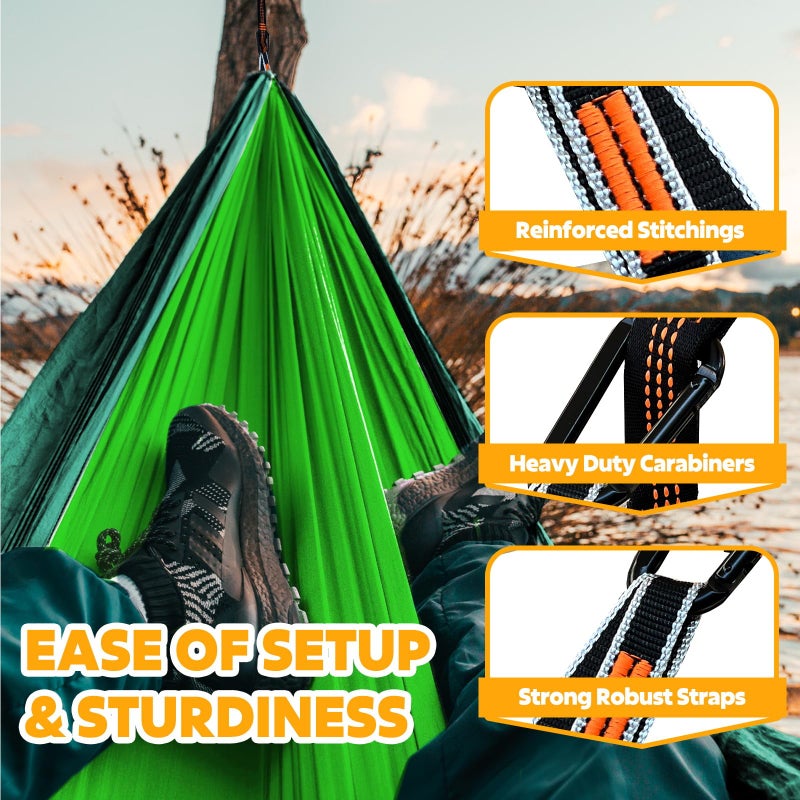 NATUREFUN Ultra-Light Travel Camping Hammock | 300kg Load Capacity,(275 x 140 cm) Breathable,Quick-Drying Parachute Nylon | 2 x Premium Carabiners,2 x Nylon Slings Included | Outdoor Indoor Garden - Image 5