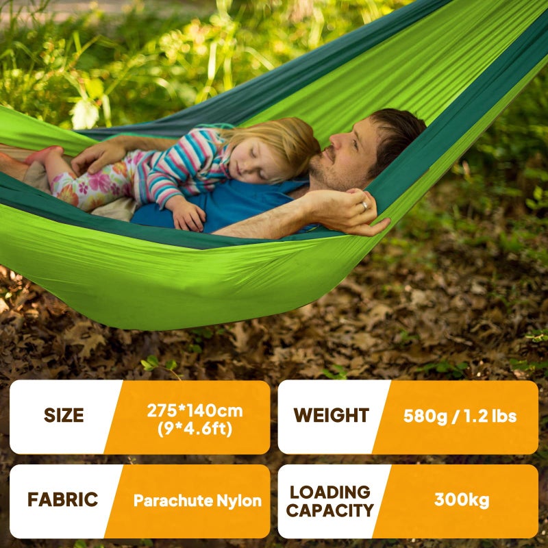 NATUREFUN Ultra-Light Travel Camping Hammock | 300kg Load Capacity,(275 x 140 cm) Breathable,Quick-Drying Parachute Nylon | 2 x Premium Carabiners,2 x Nylon Slings Included | Outdoor Indoor Garden - Image 2