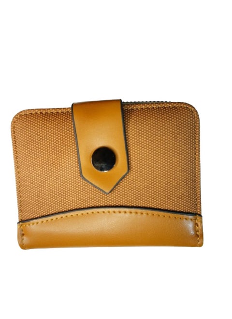 BROWN WOMEN WALLET WITH CLIP AND ZIPPER