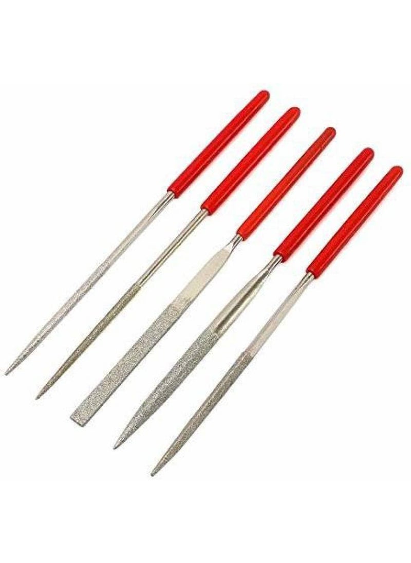 EPITECH MART - EPITECH MART Hand Tool Diamond File Set 5pcs Wood Rasp Files Needle Mini File Set Carving Tools Metal Filing Tool - Image 1