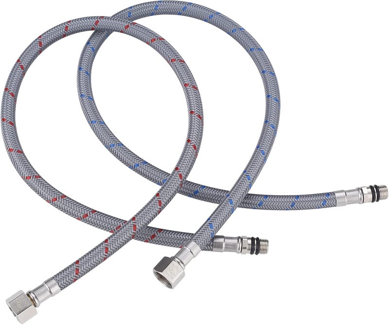 WOWOW 16" Length Faucet Supply Line, Bathroom Kitchen Faucet Lines Braided Nylon Sink Hose,cUPC Faucet Supply Lines 3/8" Female Compression Thread × M10 Male Connector 2Pcs (1 Pair) - Image 1