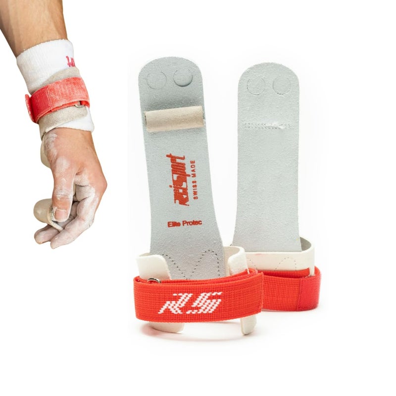 Reisport Mens Protec Elite Velcro Hook Loop Ring Grips Gymnastics Medium 2B - Image 2