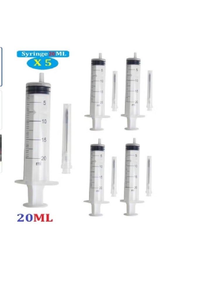 Generic Pack of 5 Medical Plastic Disposable Syringe 20ML With Needle 