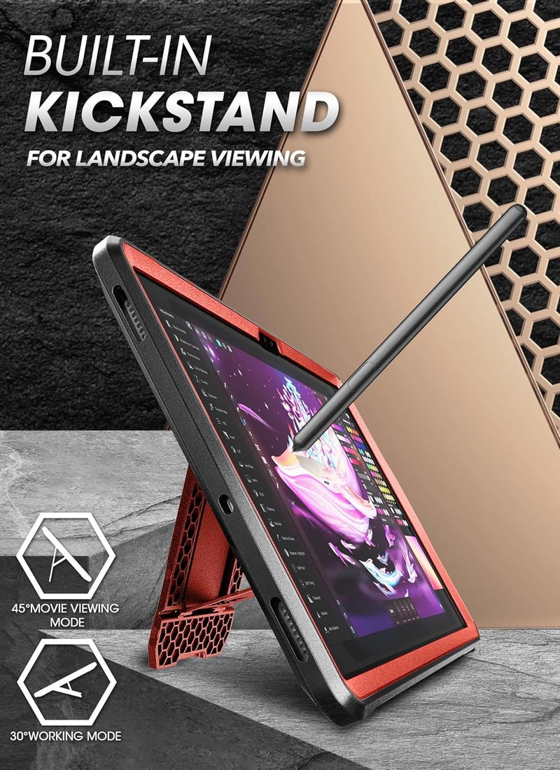 SupCase [Ub Proseries] Case Designed For Samsung Galaxy Tab S8 Ultra (2022), With Built-In Screen Protector & S Pen Holder Full-Body Rugged Heavy Duty Case - Ruddy - Image 2
