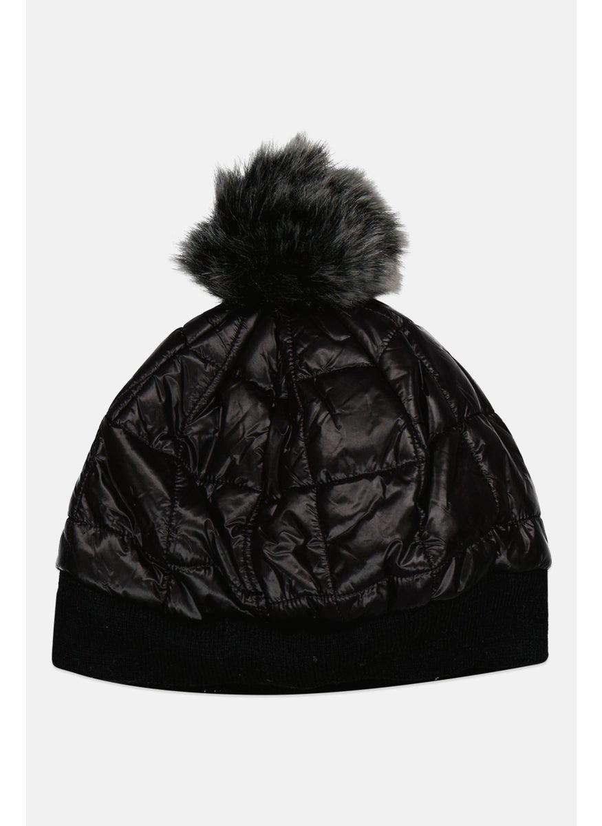 Body Glove Women Quilted Beanie Cap, Black  - Image 2