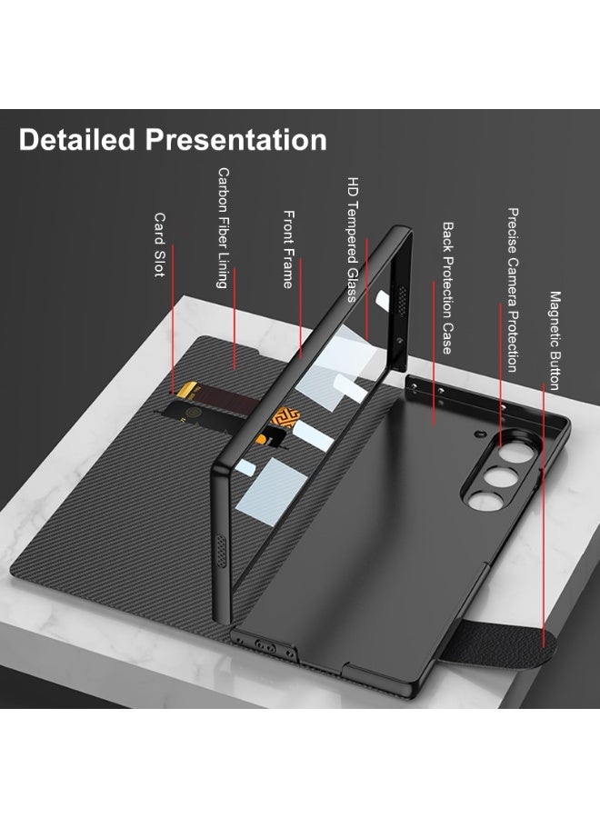 for Samsung Galaxy Z Fold 7 Case with S-Pen Pocket Luxury Leather Flip Magnetic All-Inclusive Protection Z Fold 7 S Pen Holder Case - Image 3