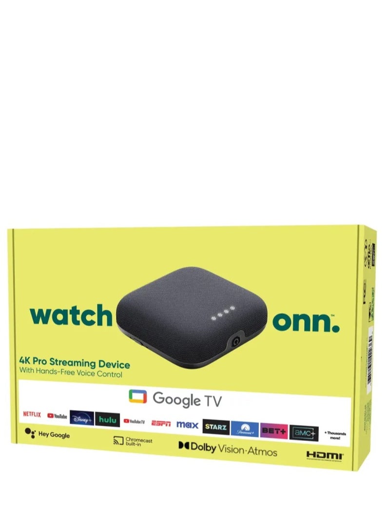 او ان ان onn. Google TV 4K Pro Streaming Device (New, 2024), 4K UHD resolution, Dolby Vision & Dolby ATMOS, Hands-Free Voice Control, Smart Hub - Image 1