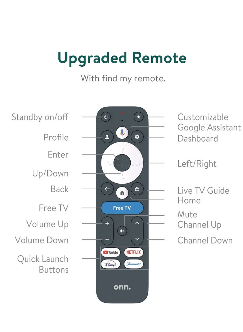 او ان ان onn. Google TV 4K Pro Streaming Device (New, 2024), 4K UHD resolution, Dolby Vision & Dolby ATMOS, Hands-Free Voice Control, Smart Hub - Image 3