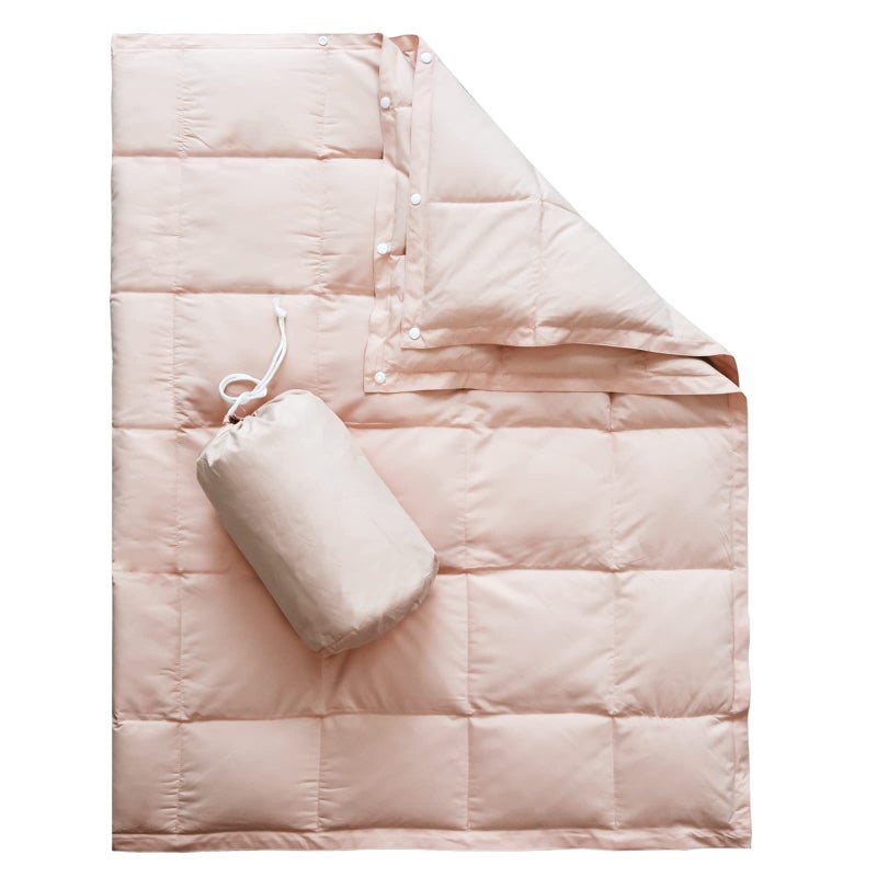 Zzlamb Portable & Lightweight Camping Blanket For Kids  Soft Duck Down Throw Travel Blanket 650 Fill Power  Compact Warm Down Lap Quilt For Airplane Car Rv Picnic Backpacking  35''X59'' Cherry Pink - Image 1