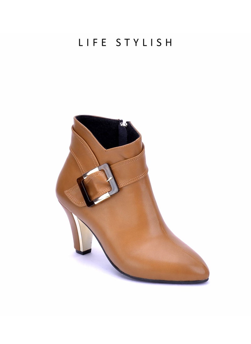 LIFESTYLISH R-6 Elegant Leather High Heel Boot With A Buckle - Havan  - Image 1