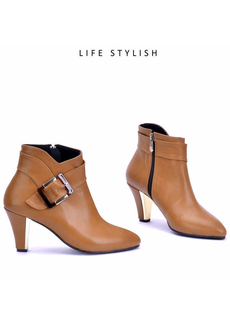 LIFESTYLISH R-6 Elegant Leather High Heel Boot With A Buckle - Havan  - Image 2