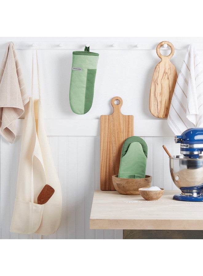 KitchenAid Beacon Two-Tone Non-Slip Oven Mitt Set, Pistachio/Graphite Green, 5.75"x13", 2 Piece - Image 2