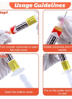 Y&D 10ml 8341 No Clean Solder Flux Paste, Pack of 4, Tacky Soldering for Electronics PCB, IC, Cellphone, BGA Repairing, Includes 40ml Pneumatic Dispenser with Plunger and Dispensing Tip  - Image 5