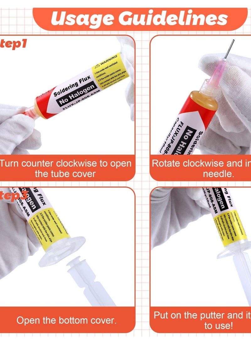 Y&D - 10ml 8341 No Clean Solder Flux Paste, Pack of 4, Tacky Soldering for Electronics PCB, IC, Cellphone, BGA Repairing, Includes 40ml Pneumatic Dispenser with Plunger and Dispensing Tip - Image 1