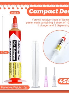 Y&D 10ml 8341 No Clean Solder Flux Paste, Pack of 4, Tacky Soldering for Electronics PCB, IC, Cellphone, BGA Repairing, Includes 40ml Pneumatic Dispenser with Plunger and Dispensing Tip  - Image 2