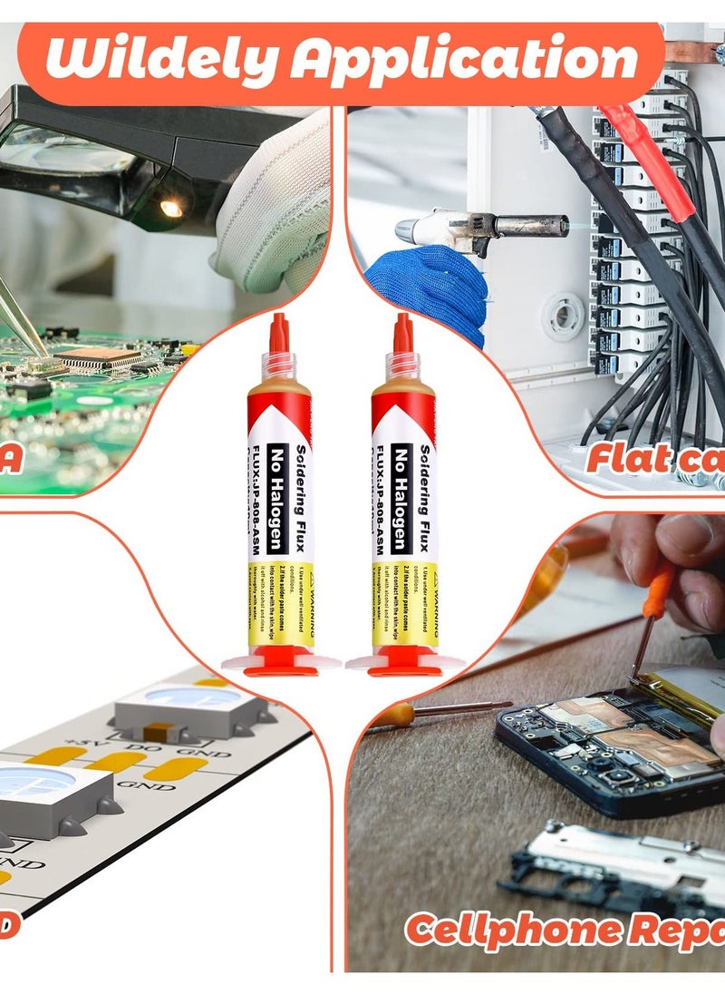 Y&D - 10ml 8341 No Clean Solder Flux Paste, Pack of 4, Tacky Soldering for Electronics PCB, IC, Cellphone, BGA Repairing, Includes 40ml Pneumatic Dispenser with Plunger and Dispensing Tip - Image 1