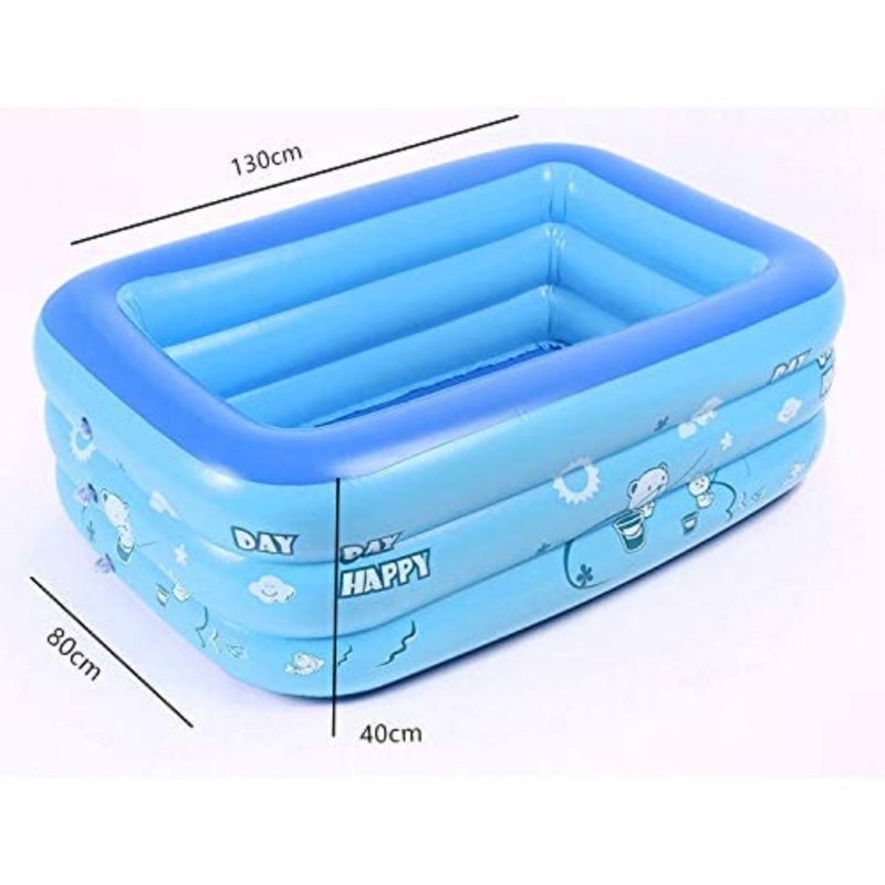 Summer Swimming Pool for kids Inflatable Bathtubs, Blue Swimming Pool for Outdoor/Garden/Backyard 130cm - Image 2