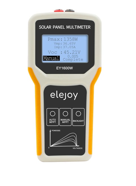 1600W Photovoltaic Panel Multimeter Solar Panel MPPT Tester Open Circuit Voltage Test Device Maximum Power Point Voltage Current Power Test Meter LCD Display with Backlight
