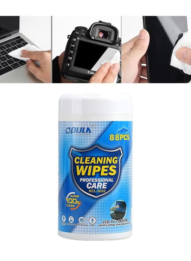 Opula 88Pcs Cleaning Wipes Professional Care -  Monitor Wipes Pre-Moistened Computer Screen Wipes Electronics Cleaning Wipes for Camera Smart Watch Eyeglasses Tablets Lenses Laptop Screen Phones TV LCD Cleaner Wipes  - Image 1