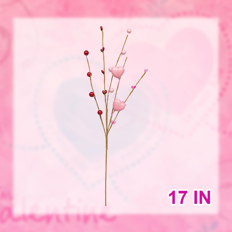 J'FLORU Valentine's Day Gifts Valentines Day Decorations 24 Pack Pink Heart Shaped Berry Picks with Red Berries for Valentines Day Wedding Candlelight Dinner Anniversary - Image 5