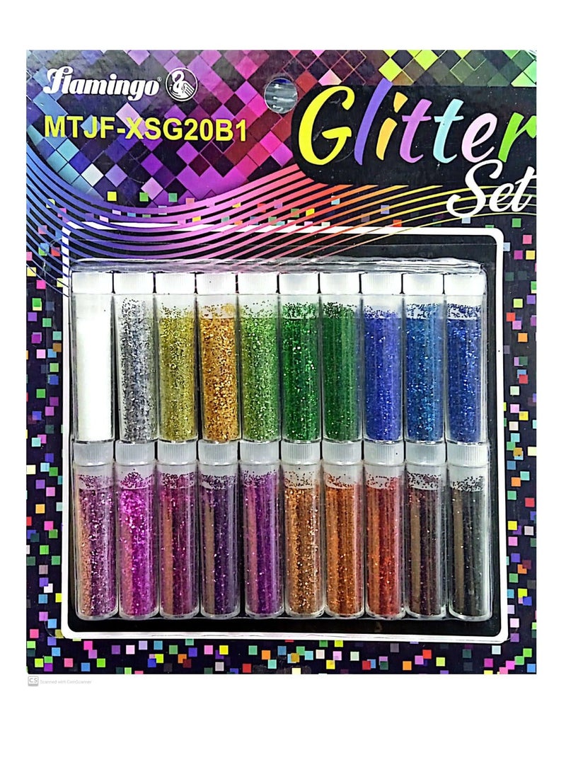 Flamingo GLITTER SET 20PC CARD - Image 1