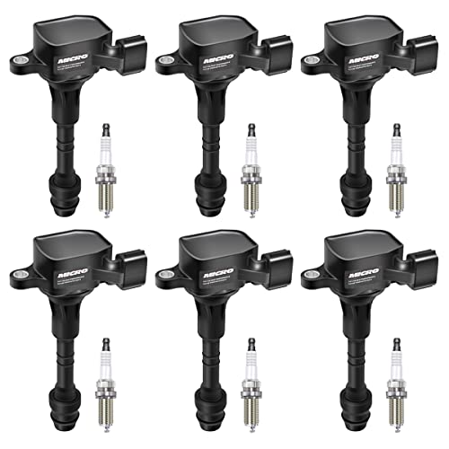 Micro Set of 6 Ignition Coils Pack UF349 & 6Pcs Iridium Spark Plugs 4469 Compatible with Altima Maxima Murano Pathfinder Quest Infiniti I35 QX4 Replacement for C1406 5C1403 22248-8J115 - Image 1