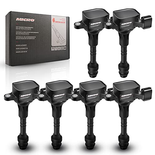 Micro Set of 6 Ignition Coils Pack UF349 & 6Pcs Iridium Spark Plugs 4469 Compatible with Altima Maxima Murano Pathfinder Quest Infiniti I35 QX4 Replacement for C1406 5C1403 22248-8J115 - Image 2