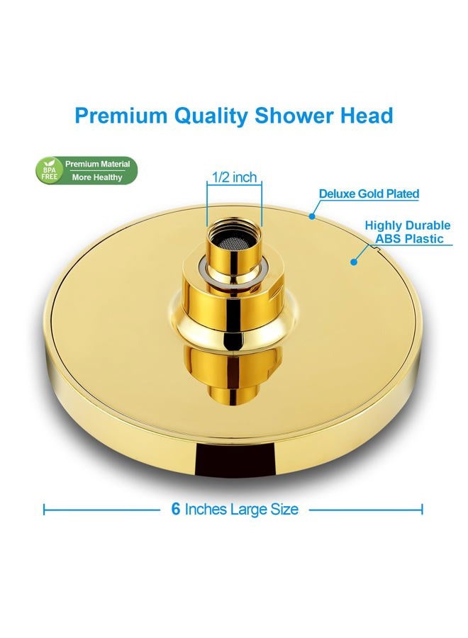 AISINYI High Pressure Rainfall Shower Head, 6 Inches Luxury Modern Showerhead with Perfect Adjustable Replacement, Removable Restrictor, Easy Installation for Your Bathroom Shower Heads (Deluxe Gold) - Image 4