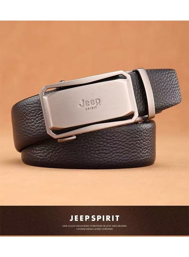 جيب حزام جيب رجالي مصنوع من الجلد الأصلي مع إغلاق تلقائي - جلد البقر النقي - علامة تجارية فاخرة - Image 2