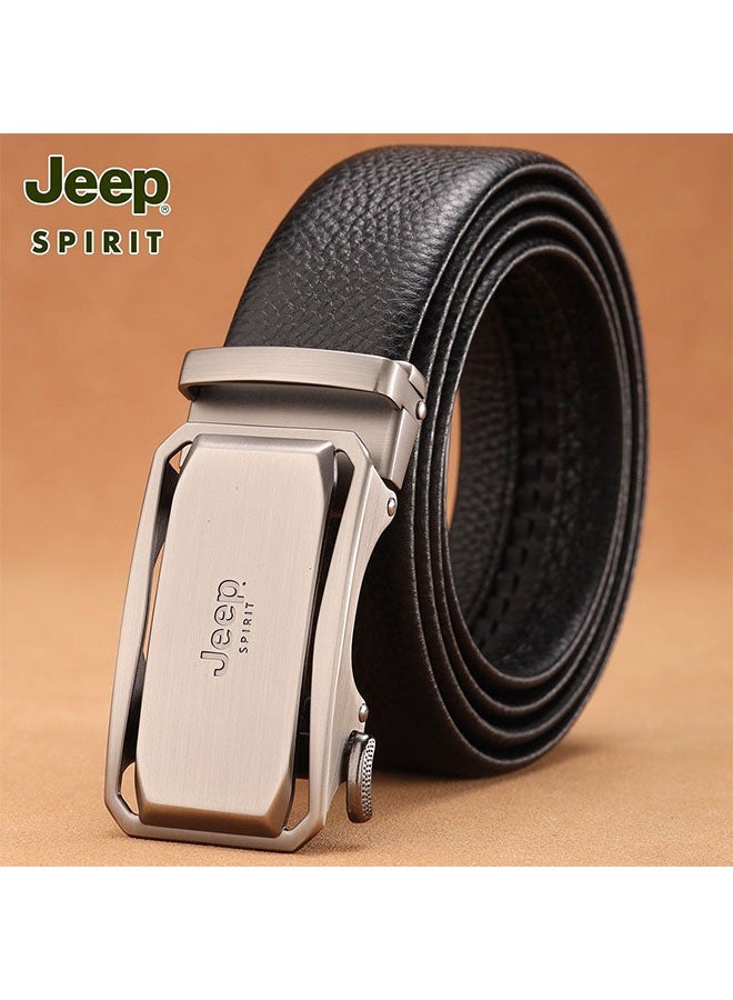 جيب حزام جيب رجالي مصنوع من الجلد الأصلي مع إغلاق تلقائي - جلد البقر النقي - علامة تجارية فاخرة - Image 1