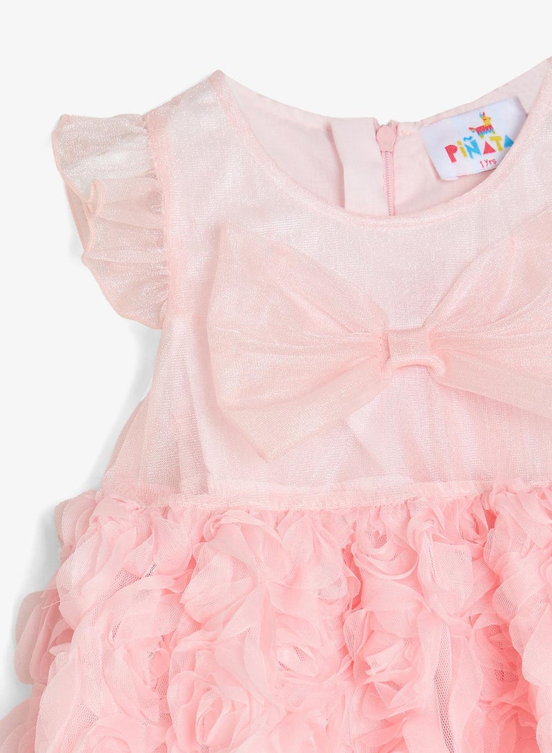 Pinata Floral Textured Bow Occasion Dress - Image 4