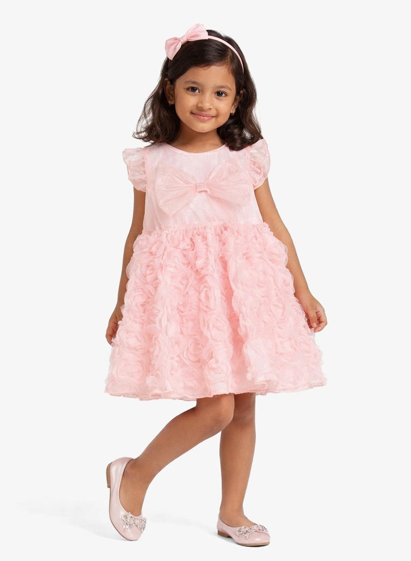 Pinata Floral Textured Bow Occasion Dress - Image 1