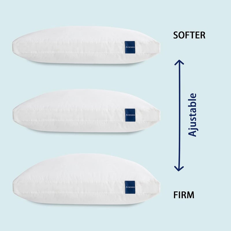 ACCURATEX Standard Pillows 2 Pack, Adjustable Hybrid Memory Foam,46x61cm | removable cotton cover,side back stomach sleepers,fluffy down alternative - Image 3