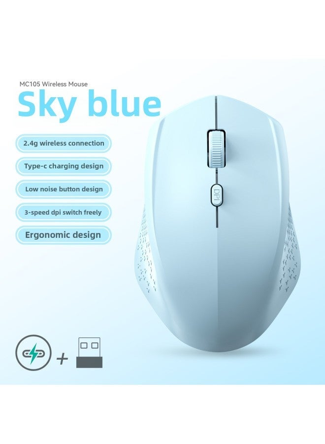 Direct Charging Wireless Mouse Mute Bluetooth 2.4G Dual-mode For Apple Huawei Notes-Color:Charging Blue - Image 1
