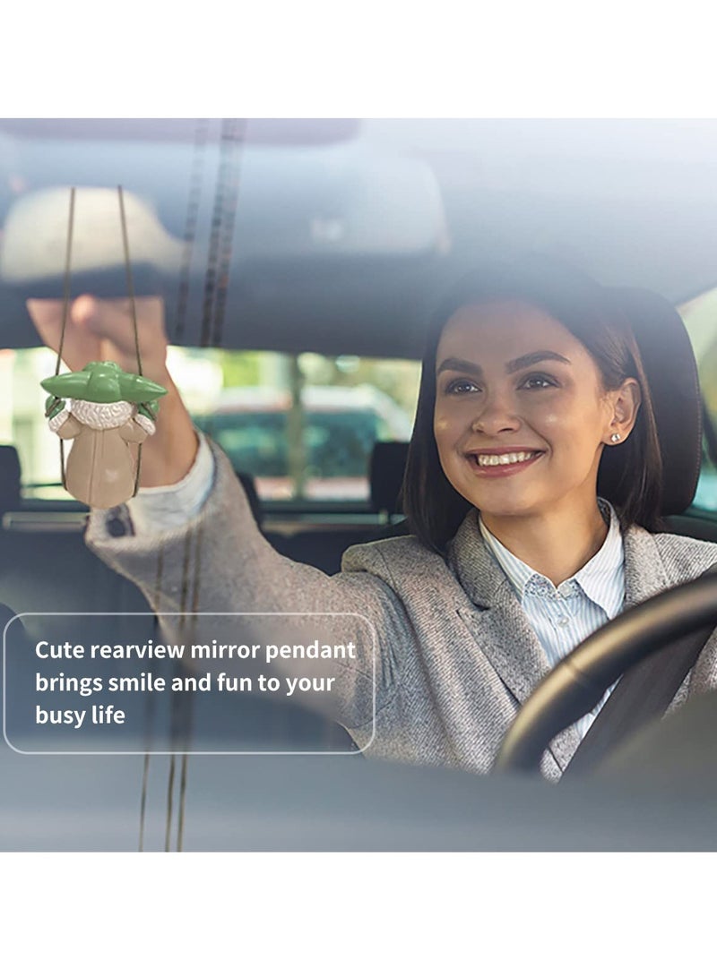 Excefore Car Hanging Accessories Yoda,Swing Smiling Small Yoda Man,Car Mirror Hanging Accessories,car Decoration Charm Pendant,Car Mirror Suspension Decoration,car Charm Decoration - Image 5
