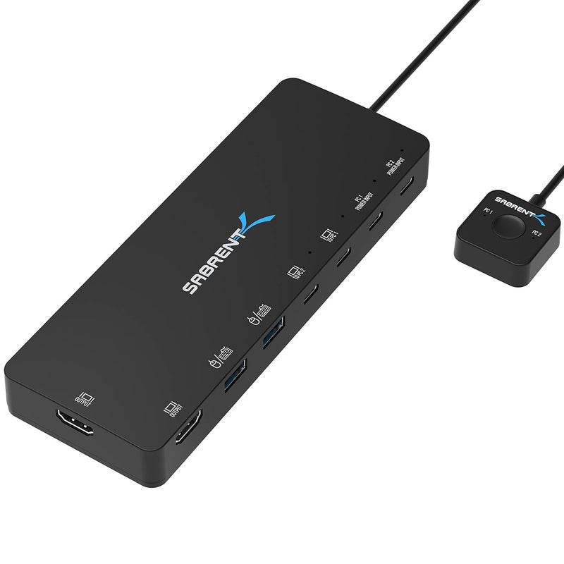 SABRENT مفتاح KVM من SABRENT USBC لجهاز كمبيوتر واحد إلى شاشتين مع طاقة 60 واط USBCKDH - Image 1