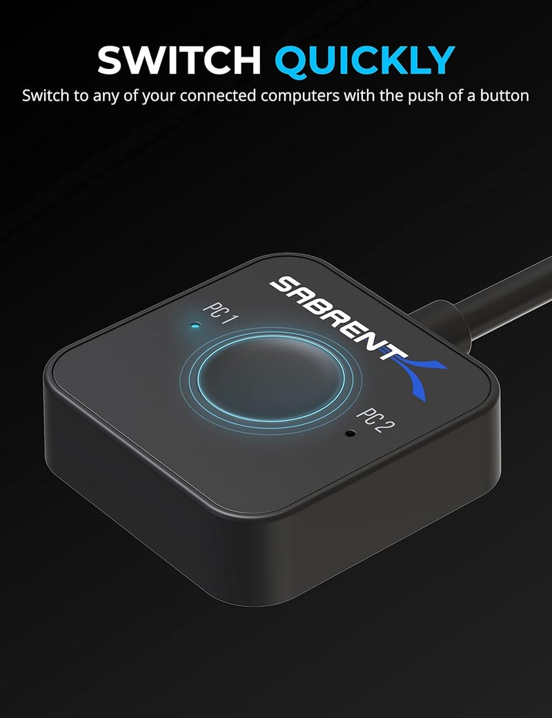SABRENT مفتاح KVM من SABRENT USBC لجهاز كمبيوتر واحد إلى شاشتين مع طاقة 60 واط USBCKDH - Image 5