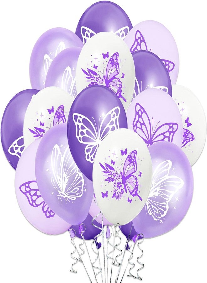 Tagberoy Purple Butterfly Balloons, 12 Inch Purple Balloons White Latex Balloons for Butterfly Birthday Party Wedding Baby Shower Princess Theme Party Decorations - Image 1