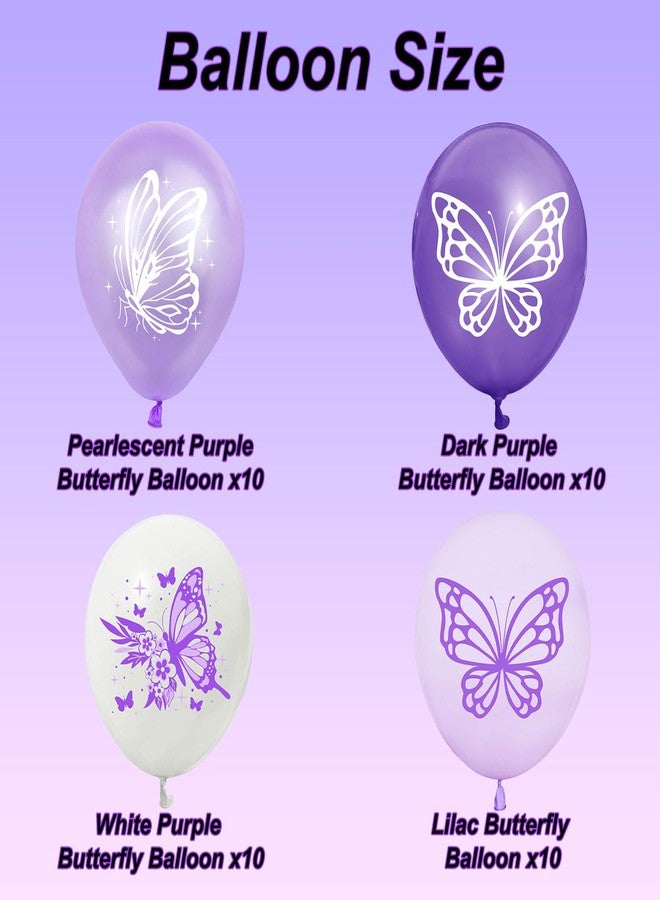 Tagberoy Purple Butterfly Balloons, 12 Inch Purple Balloons White Latex Balloons for Butterfly Birthday Party Wedding Baby Shower Princess Theme Party Decorations - Image 2