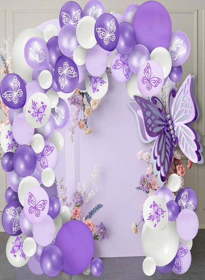 Tagberoy Purple Butterfly Balloons, 12 Inch Purple Balloons White Latex Balloons for Butterfly Birthday Party Wedding Baby Shower Princess Theme Party Decorations - Image 3